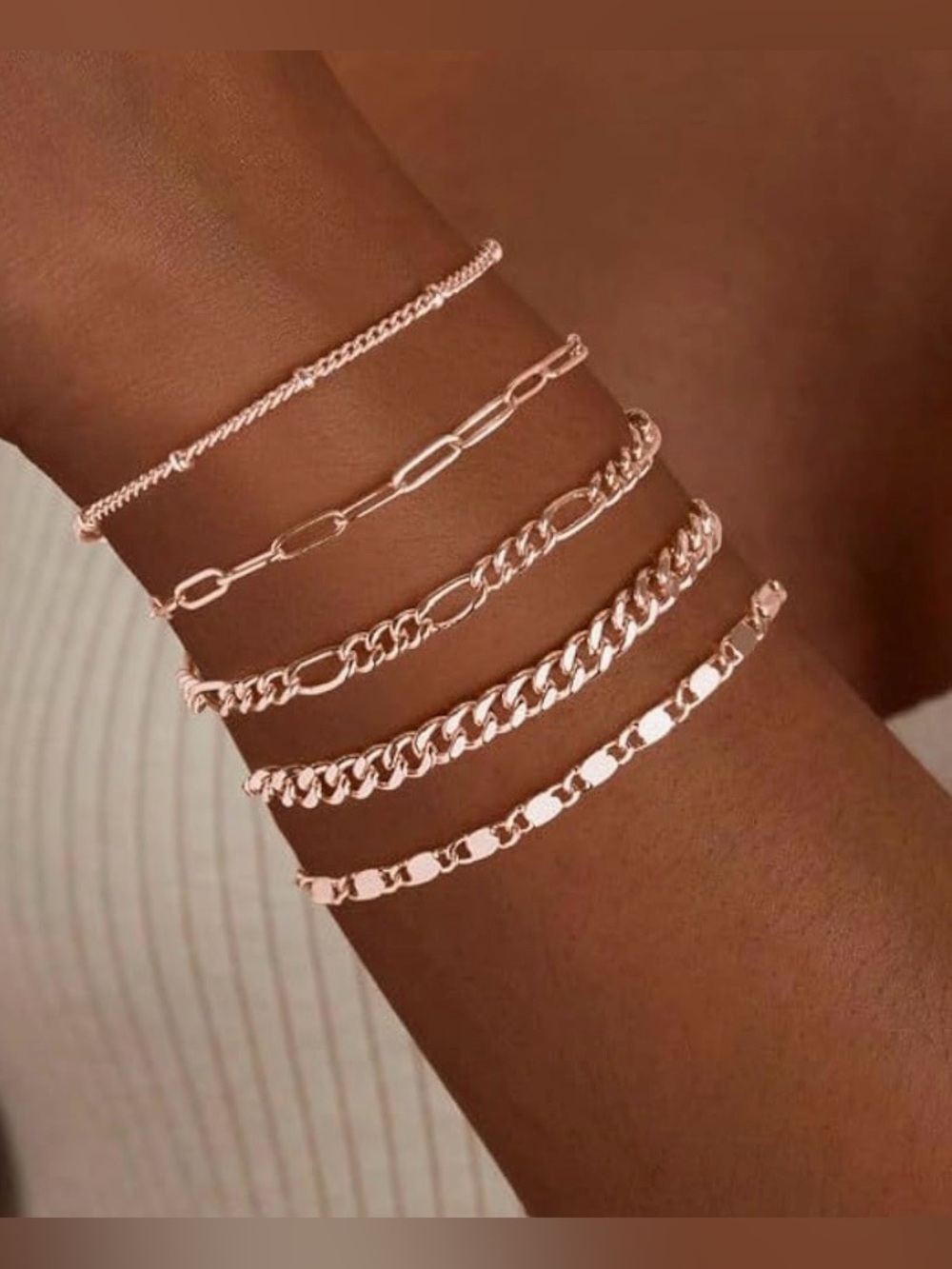 NWT~ 5pc Rose Gold Bracelet Set~ Adjustable/Waterproof